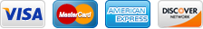 Credit cards accepted: Visa, MasterCard, American Express, and Discover